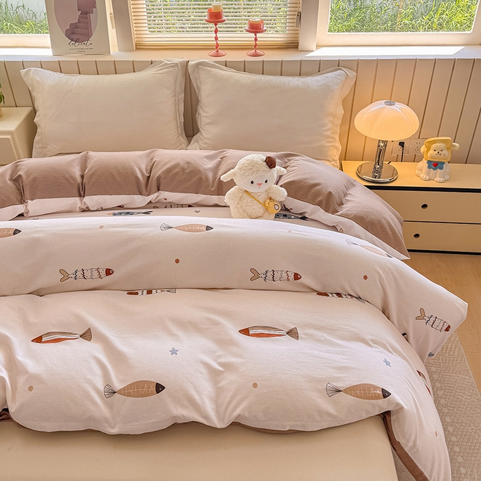 91家纺网 家纺一手货源 找家纺 金盛纺 2025新款全棉纯棉加厚磨毛印花单品被套 被套单件 渔趣