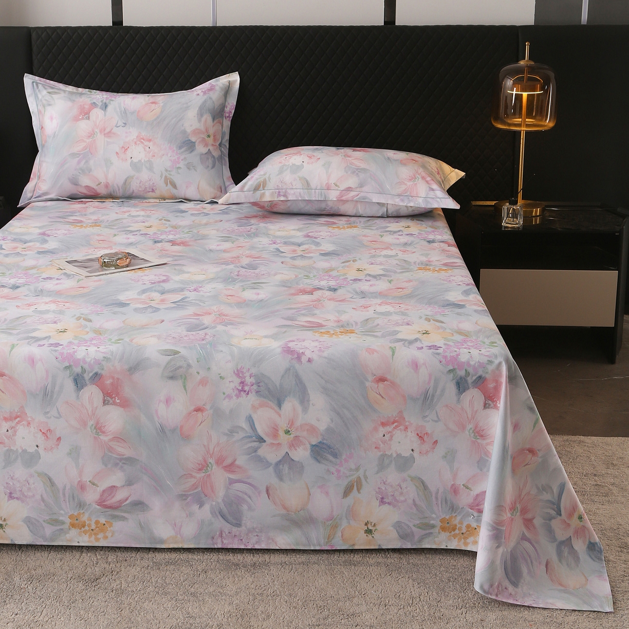 91家纺网 家纺一手货源 找家纺 金盛纺 2025新款全棉纯棉加厚磨毛印花单品床单 床单单件 艾莉雅