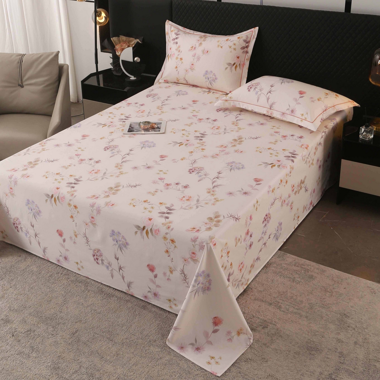 91家纺网 家纺一手货源 找家纺 金盛纺 2025新款全棉纯棉加厚磨毛印花单品床单 床单单件 初茅