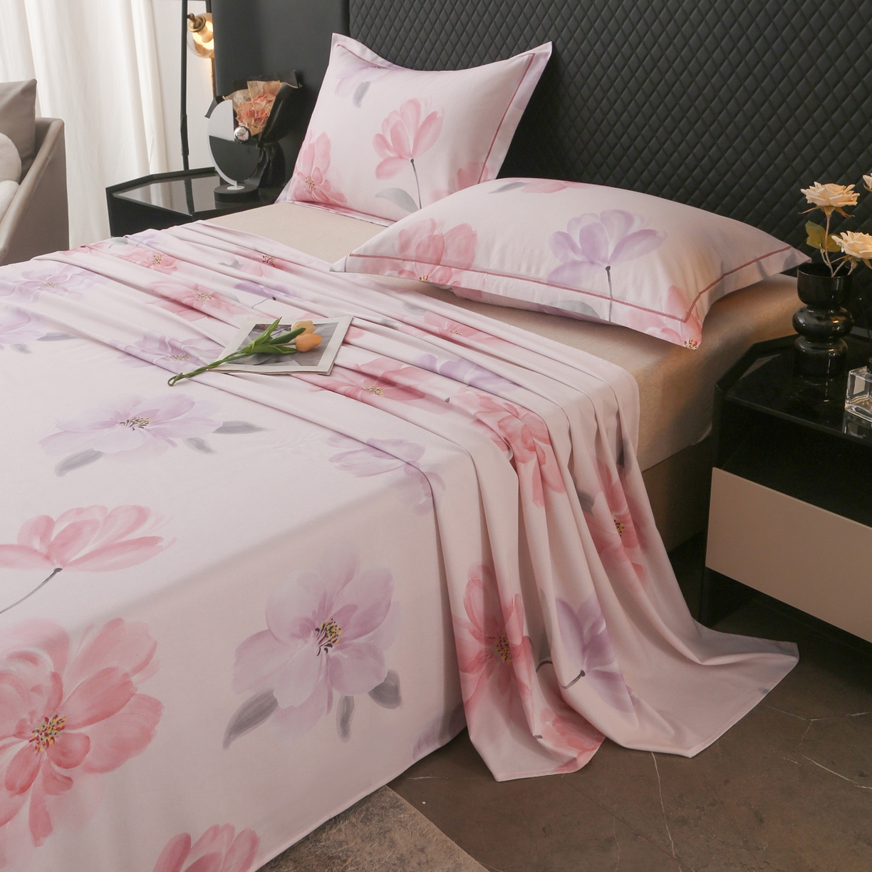 91家纺网 家纺一手货源 找家纺 金盛纺 2025新款全棉纯棉加厚磨毛印花单品床单 床单单件 茶言妙语