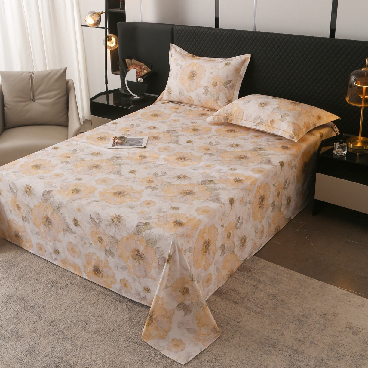 91家纺网 家纺一手货源 找家纺 金盛纺 2025新款全棉纯棉加厚磨毛印花单品床单 床单单件 豆蔻年华