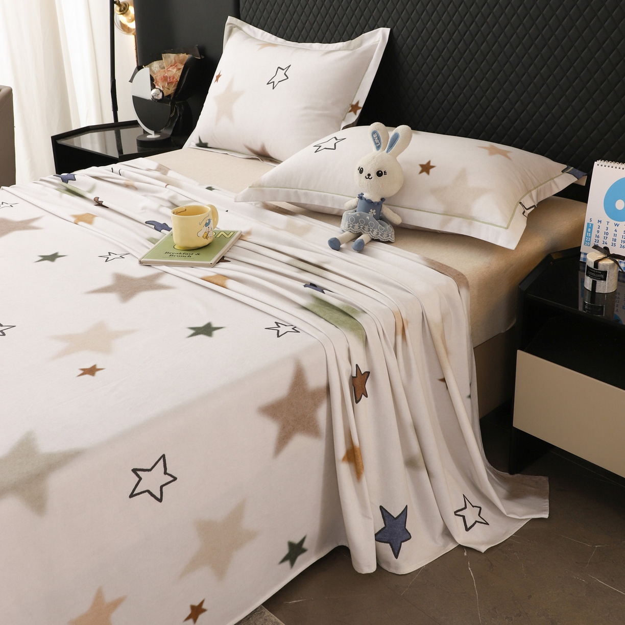 91家纺网 家纺一手货源 找家纺 金盛纺 2025新款全棉纯棉加厚磨毛印花单品床单 床单单件 星采