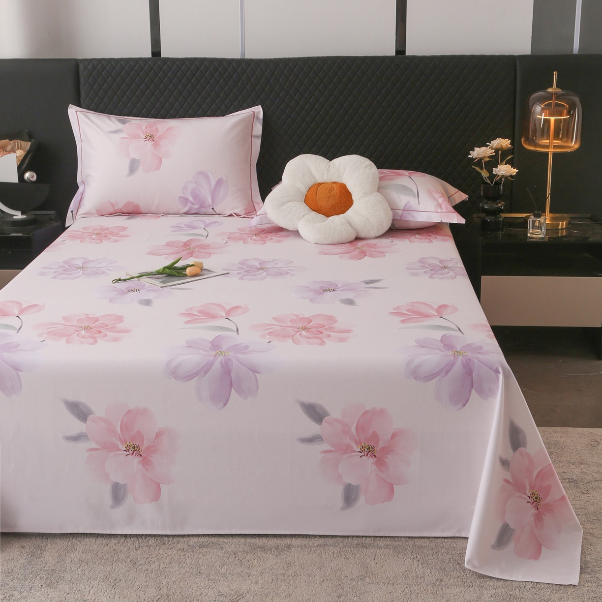 91家纺网 家纺一手货源 找家纺 金盛纺 2025新款全棉纯棉加厚磨毛印花单品床单 床单单件 茶言妙语