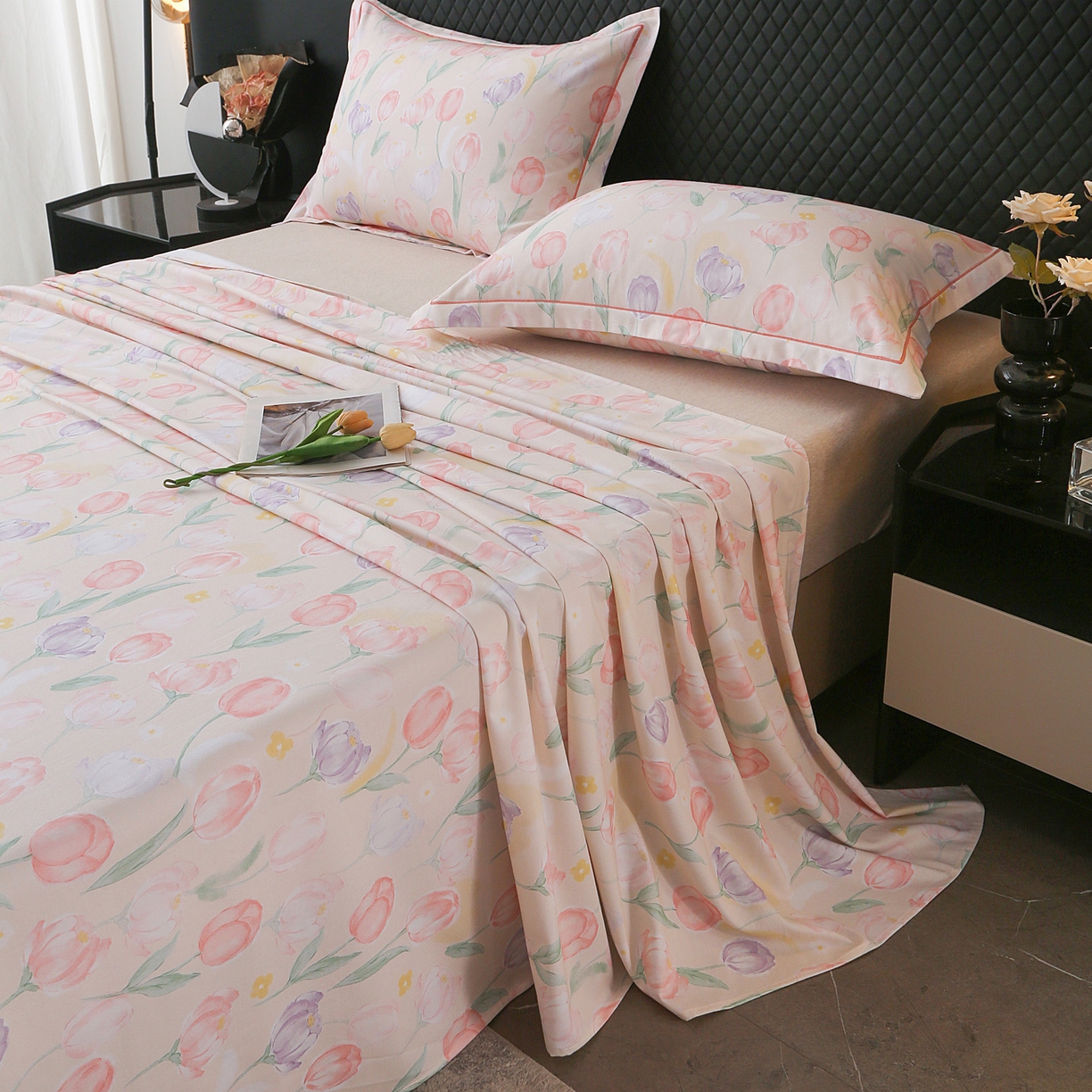 91家纺网 家纺一手货源 找家纺 金盛纺 2025新款全棉纯棉加厚磨毛印花单品床单 床单单件 春光郁金