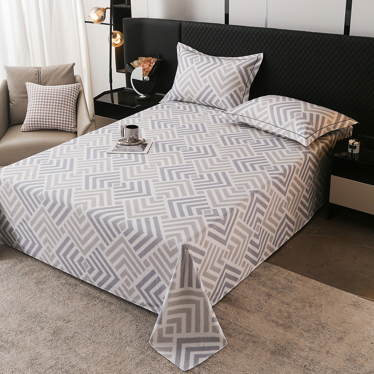 91家纺网 家纺一手货源 找家纺 金盛纺 2025新款全棉纯棉加厚磨毛印花单品床单 床单单件 半舟