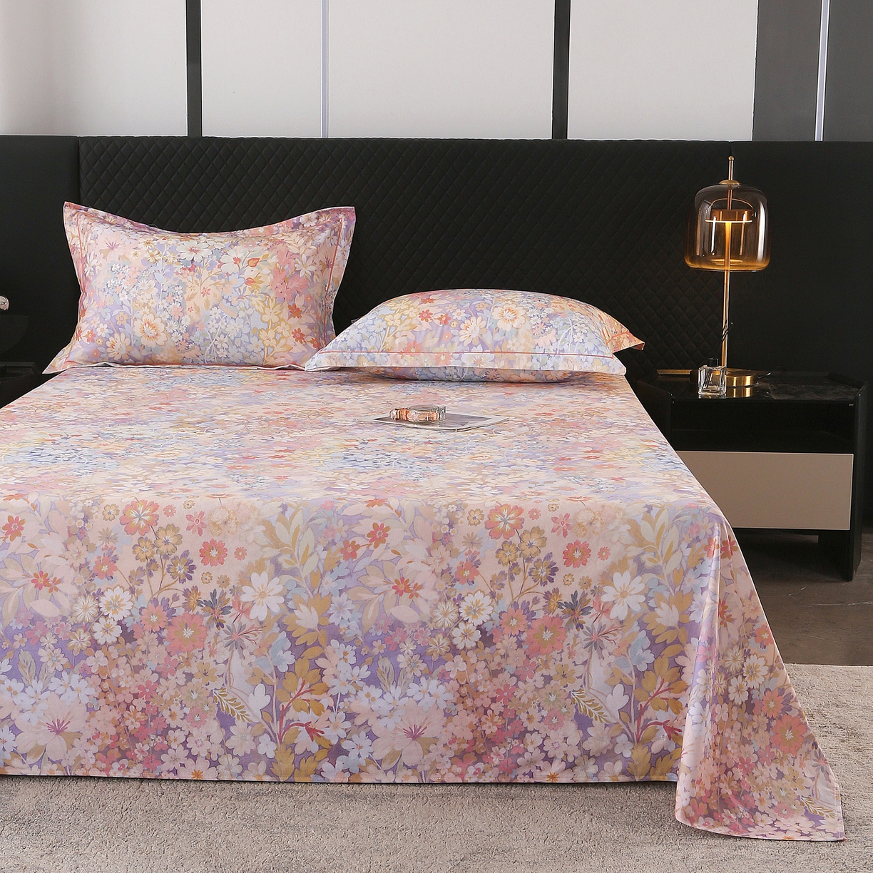 91家纺网 家纺一手货源 找家纺 金盛纺 2025新款全棉纯棉加厚磨毛印花单品床单 床单单件 樱雪柰