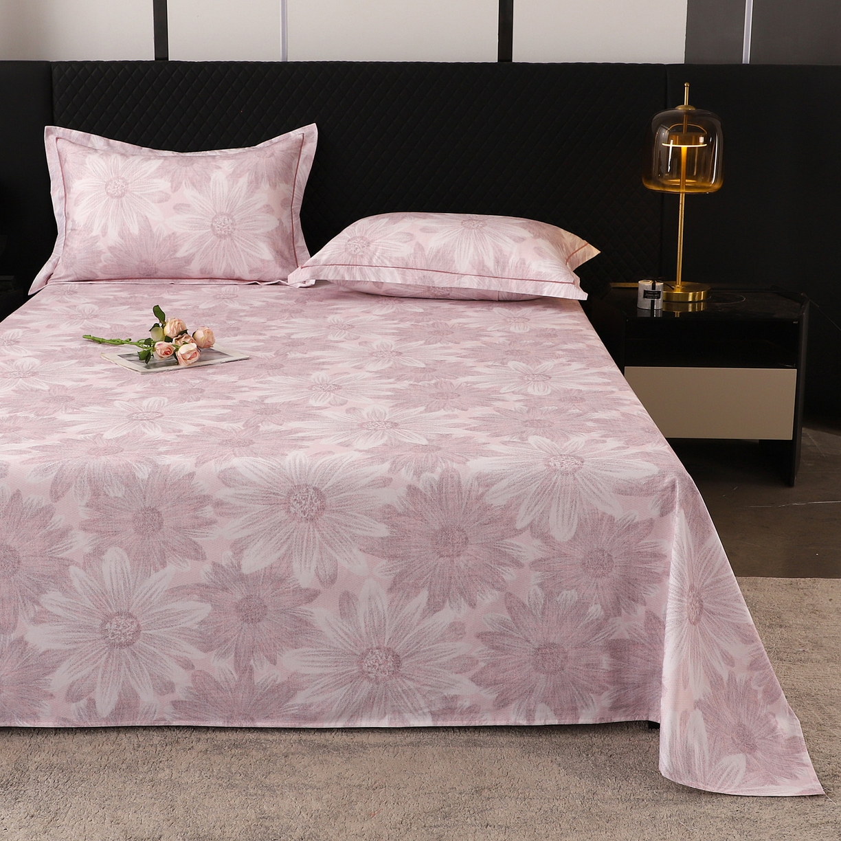 91家纺网 家纺一手货源 找家纺 金盛纺 2025新款全棉纯棉加厚磨毛印花单品床单 床单单件 向阳花开