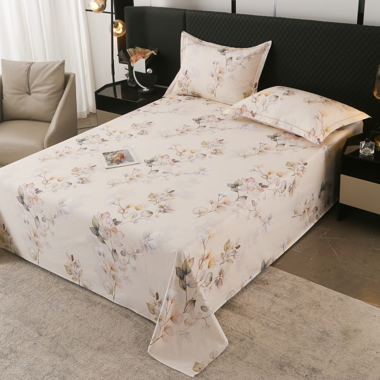 91家纺网 家纺一手货源 找家纺 金盛纺 2025新款全棉纯棉加厚磨毛印花单品床单 床单单件 舒蔓枝