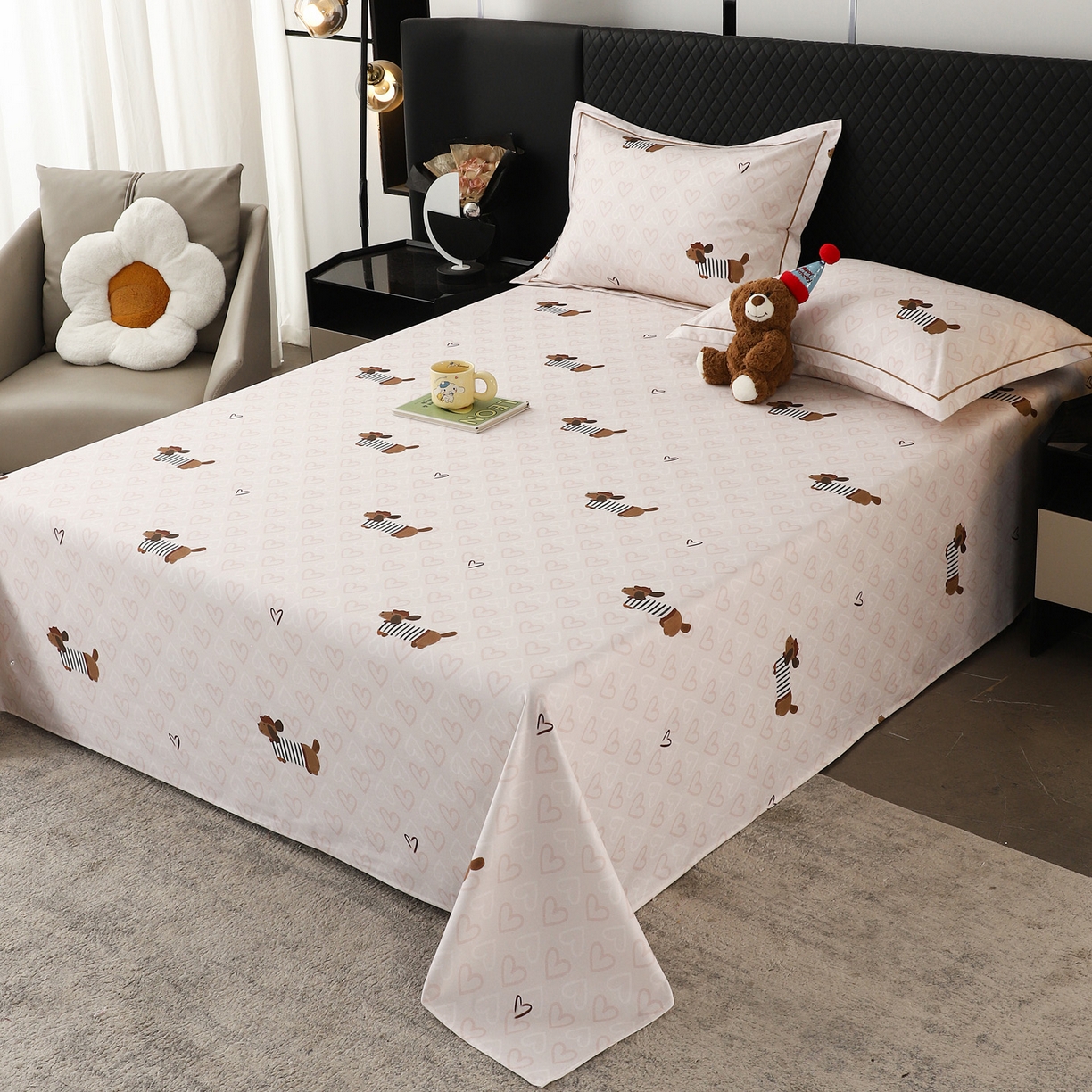 91家纺网 家纺一手货源 找家纺 金盛纺 2025新款全棉纯棉加厚磨毛印花单品床单 床单单件 旺趣