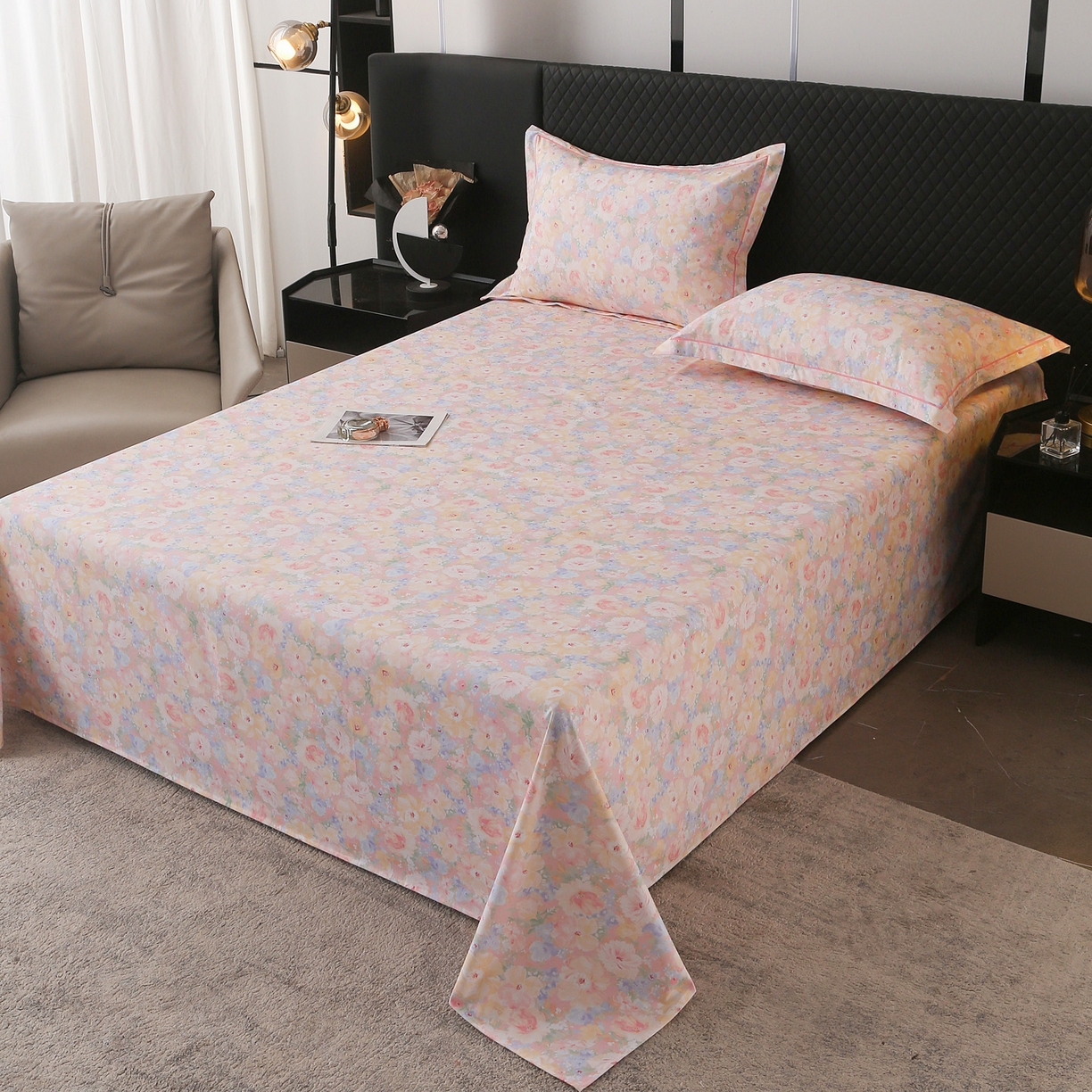 91家纺网 家纺一手货源 找家纺 金盛纺 2025新款全棉纯棉加厚磨毛印花单品床单 床单单件 仙女星尘