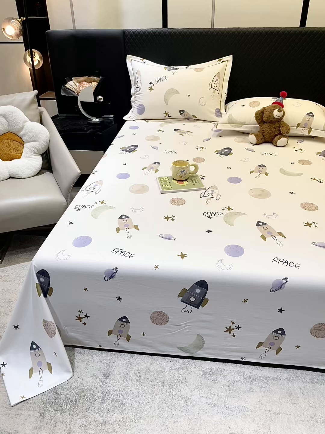 91家纺网 家纺一手货源 找家纺 金盛纺 2025新款全棉纯棉加厚磨毛印花单品床单 床单单件 太空漫步