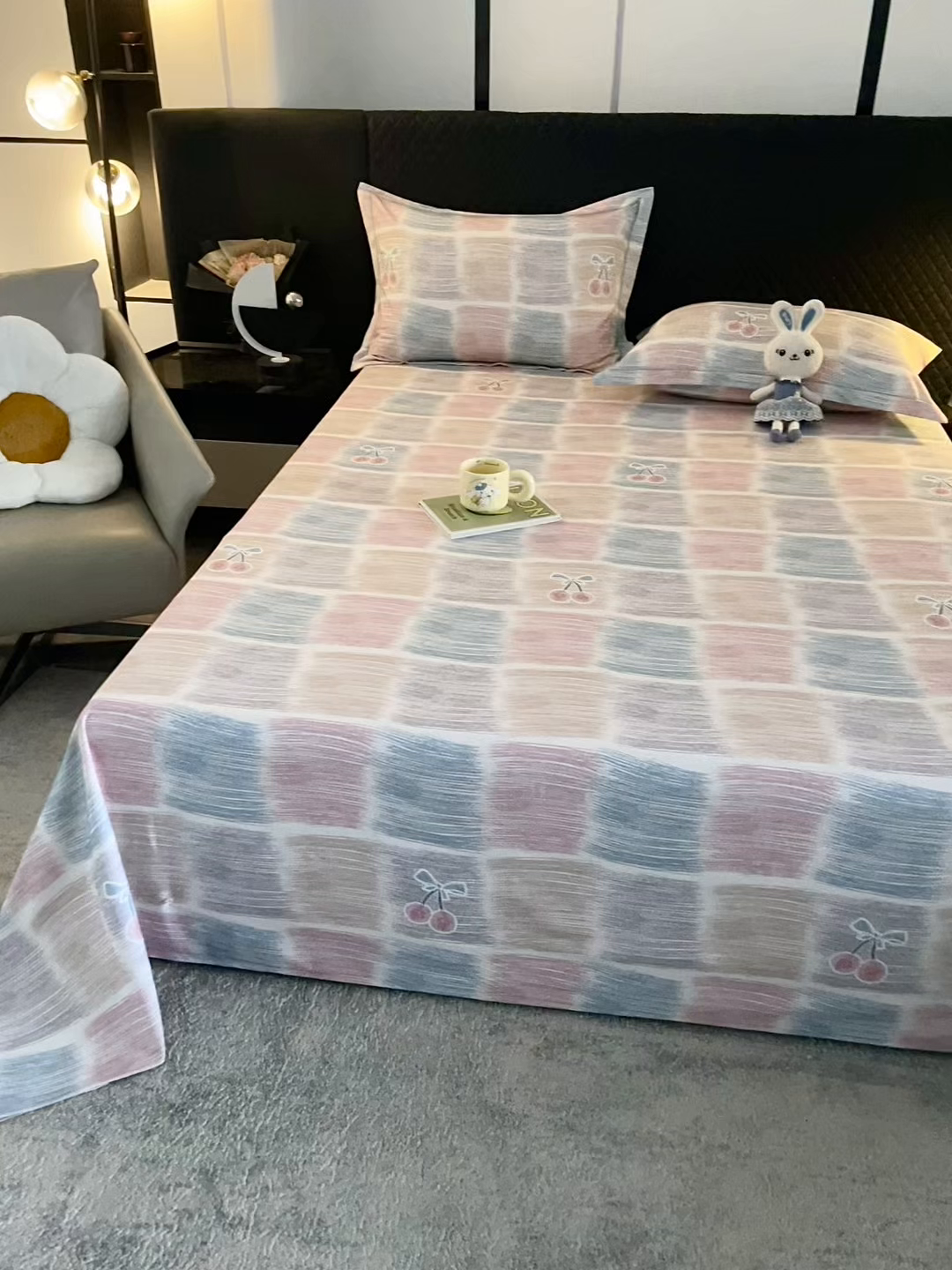 91家纺网 家纺一手货源 找家纺 金盛纺 2025新款全棉纯棉加厚磨毛印花单品床单 床单单件 樱为你