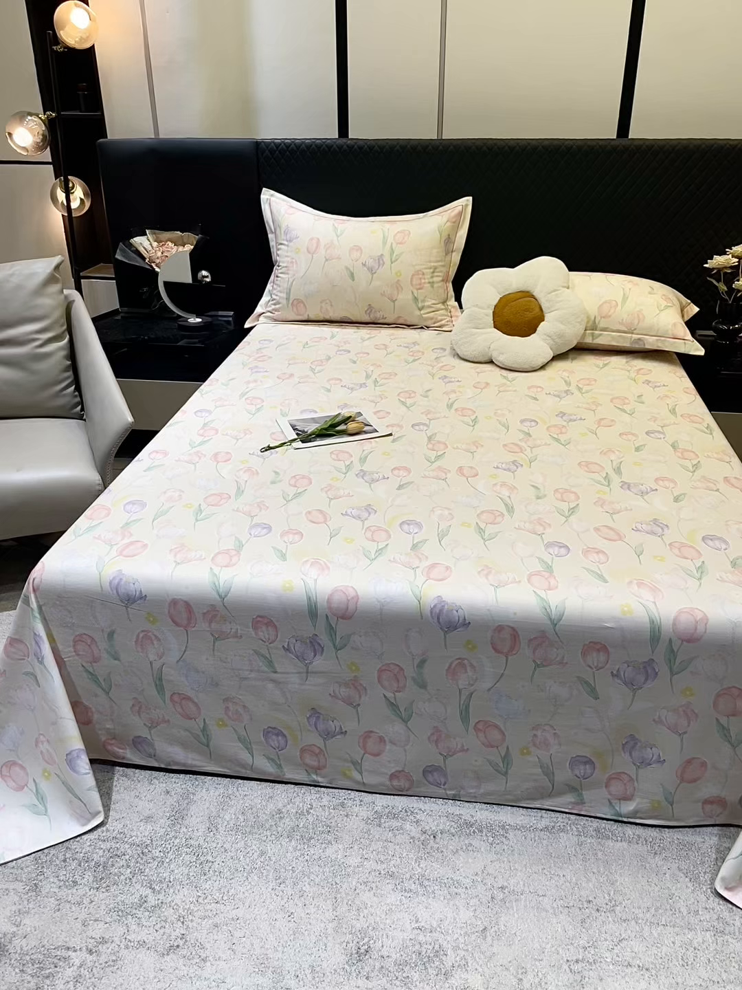 91家纺网 家纺一手货源 找家纺 金盛纺 2025新款全棉纯棉加厚磨毛印花单品床单 床单单件 春光郁金