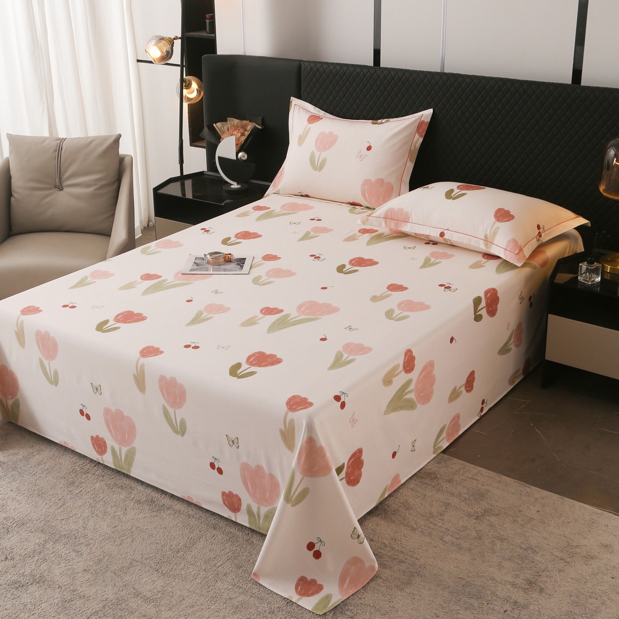 91家纺网 家纺一手货源 找家纺 金盛纺 2025新款全棉纯棉加厚磨毛印花单品床单 床单单件 蝴蝶千颂