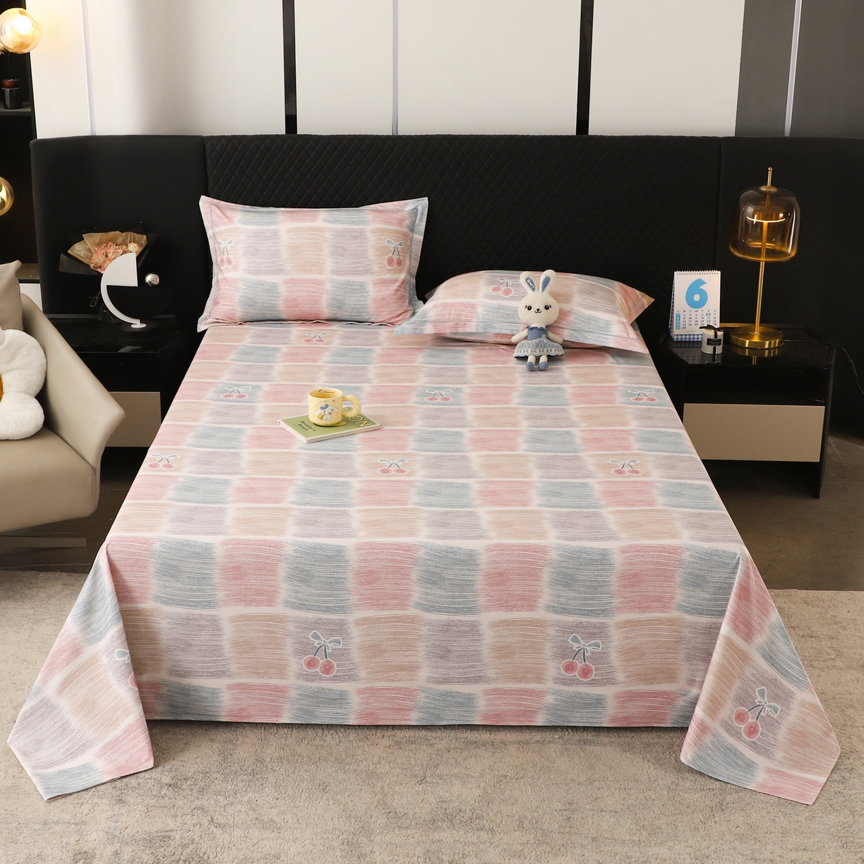 91家纺网 家纺一手货源 找家纺 金盛纺 2025新款全棉纯棉加厚磨毛印花单品床单 床单单件 樱为你