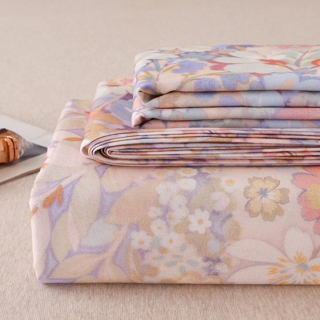 91家纺网 家纺一手货源 找家纺 金盛纺 2025新款全棉纯棉加厚磨毛印花单品床单 床单单件 樱雪柰