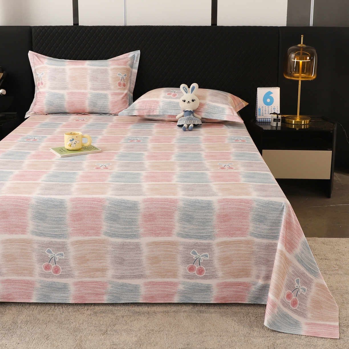 91家纺网 家纺一手货源 找家纺 金盛纺 2025新款全棉纯棉加厚磨毛印花单品床单 床单单件 樱为你