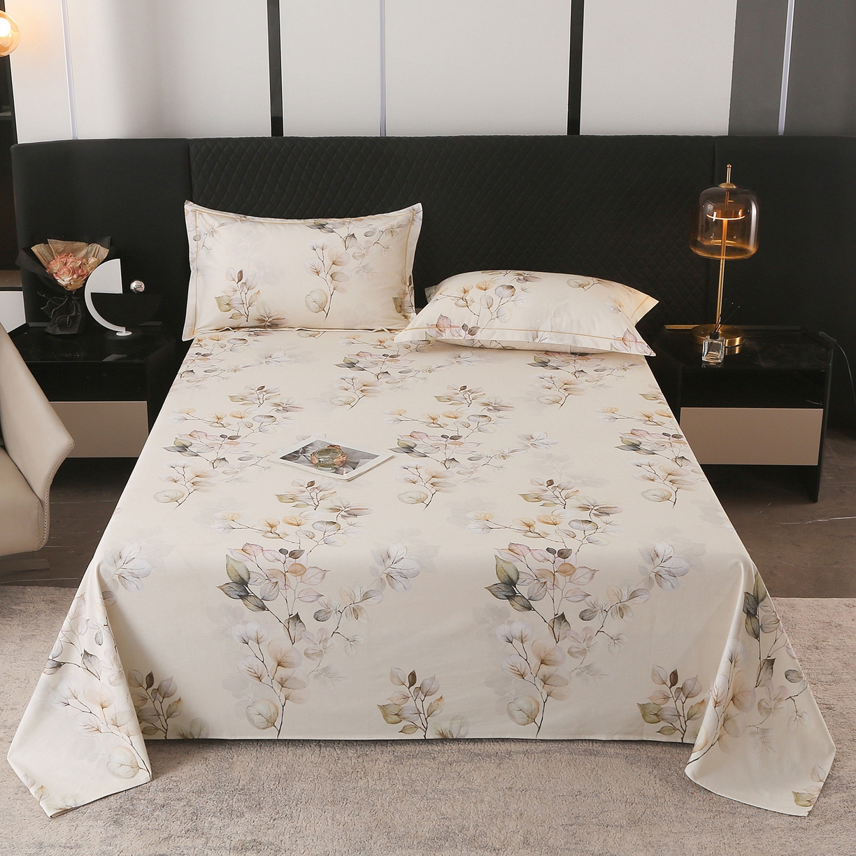 91家纺网 家纺一手货源 找家纺 金盛纺 2025新款全棉纯棉加厚磨毛印花单品床单 床单单件 舒蔓枝