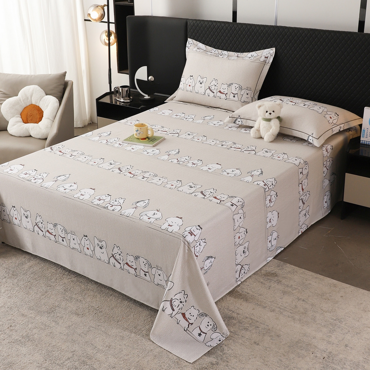 91家纺网 家纺一手货源 找家纺 金盛纺 2025新款全棉纯棉加厚磨毛印花单品床单 床单单件 小奥汀