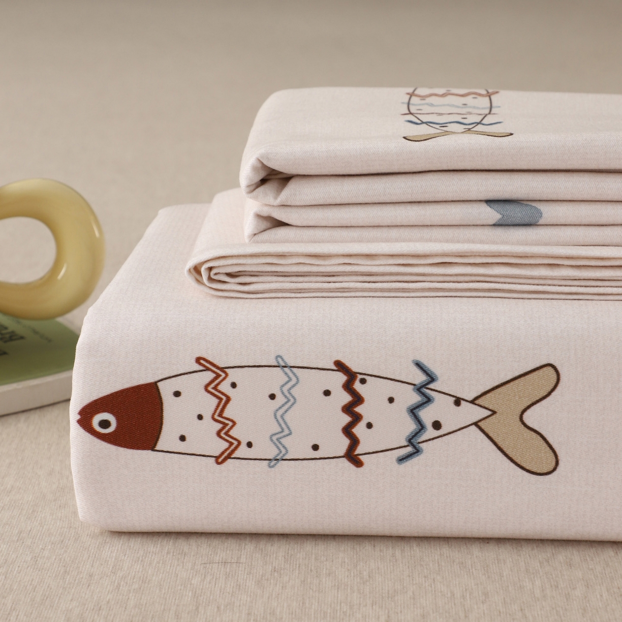 91家纺网 家纺一手货源 找家纺 金盛纺 2025新款全棉纯棉加厚磨毛印花单品床单 床单单件 渔趣