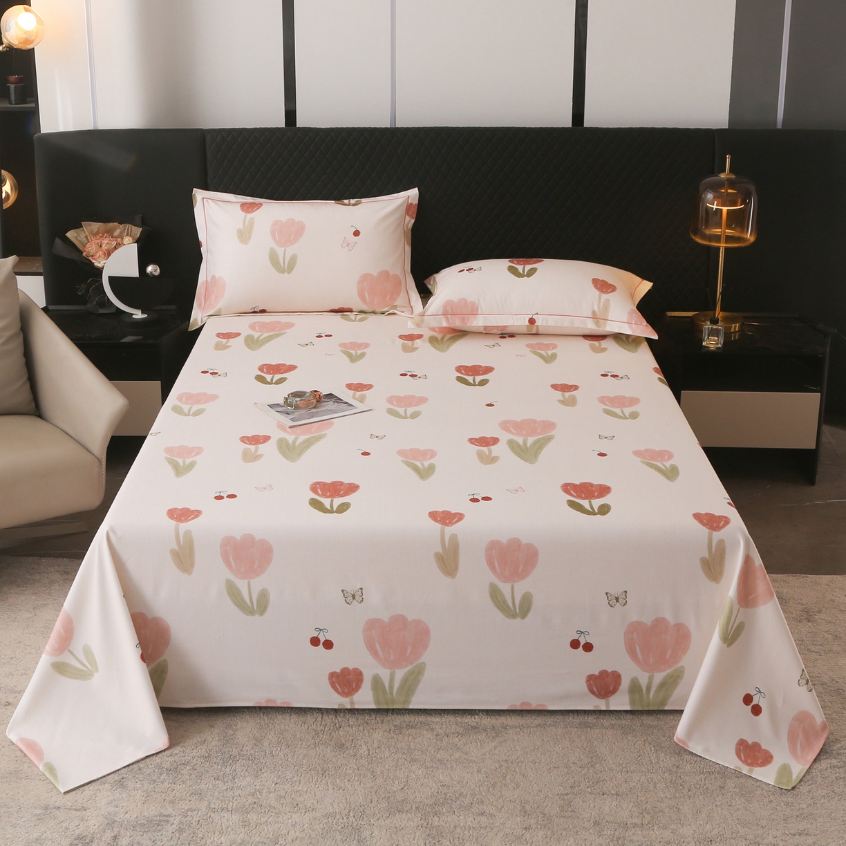 91家纺网 家纺一手货源 找家纺 金盛纺 2025新款全棉纯棉加厚磨毛印花单品床单 床单单件 蝴蝶千颂