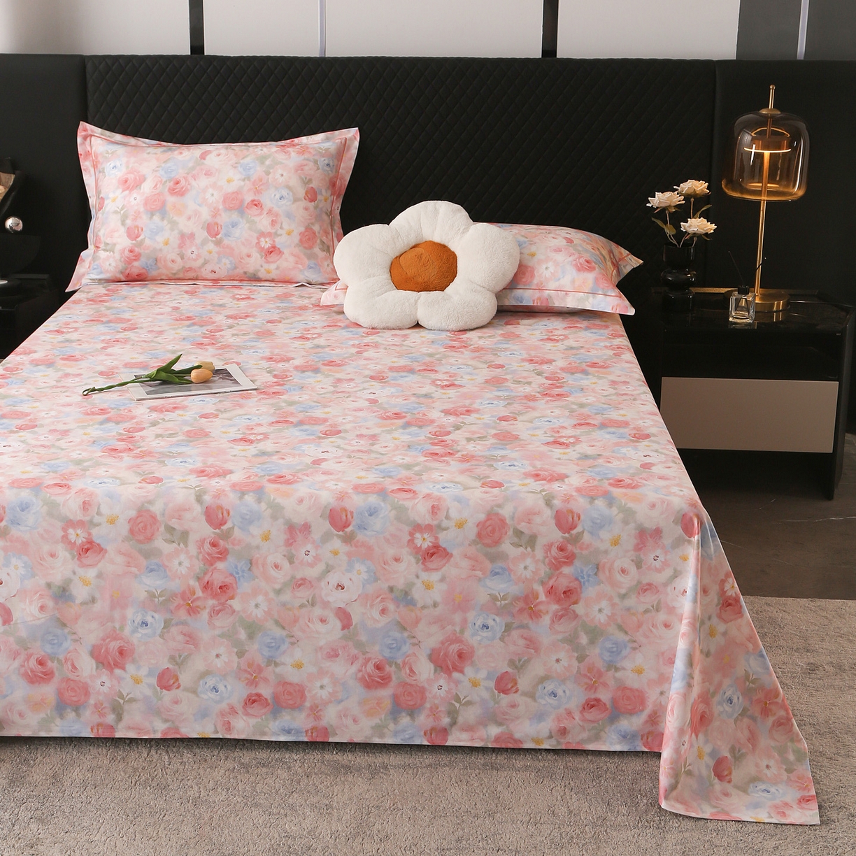 91家纺网 家纺一手货源 找家纺 金盛纺 2025新款全棉纯棉加厚磨毛印花单品床单 床单单件 甜梦荼语