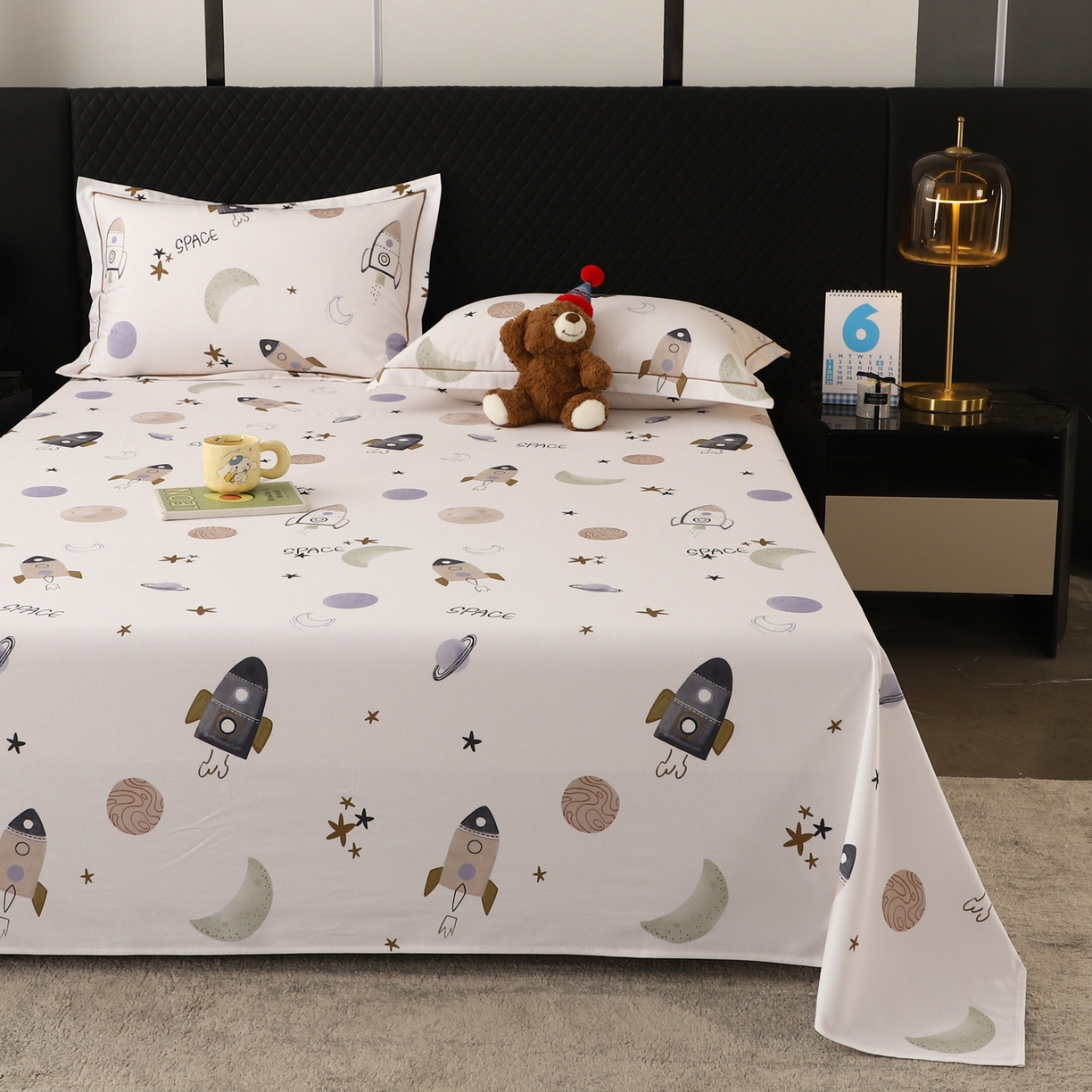 91家纺网 家纺一手货源 找家纺 金盛纺 2025新款全棉纯棉加厚磨毛印花单品床单 床单单件 太空漫步