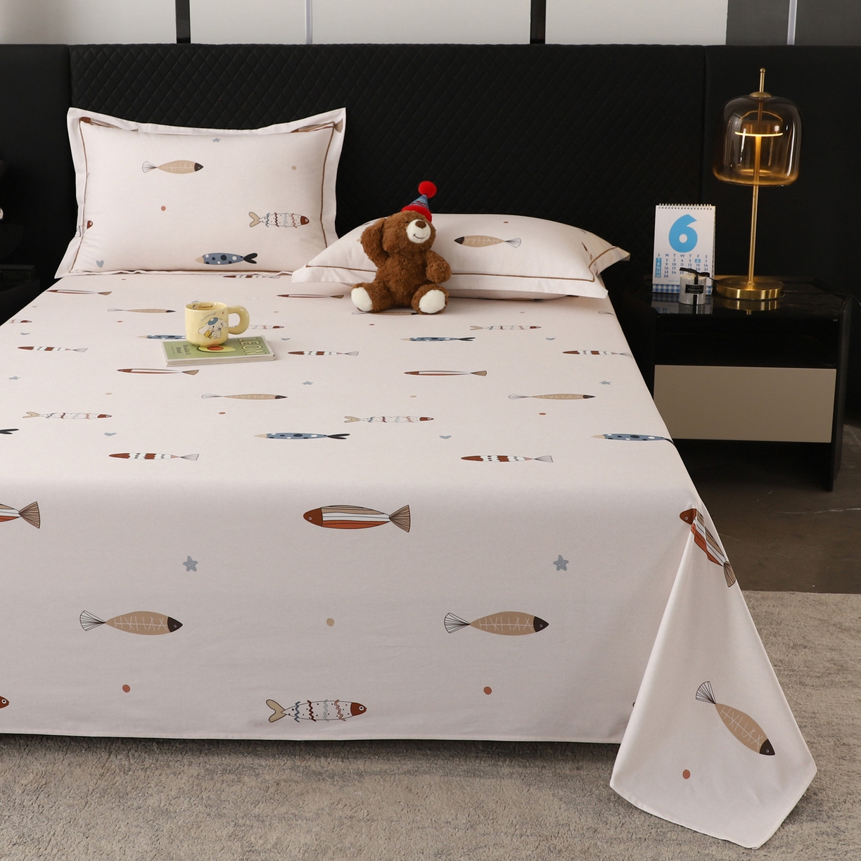 91家纺网 家纺一手货源 找家纺 金盛纺 2025新款全棉纯棉加厚磨毛印花单品床单 床单单件 渔趣