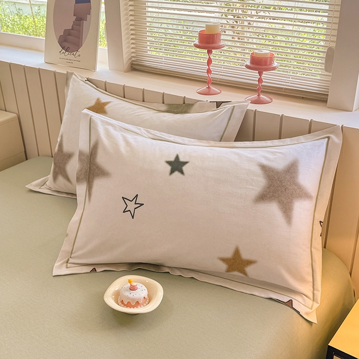 金盛纺 2025新款全棉纯棉加厚磨毛印花单品枕套 枕套单件 星采