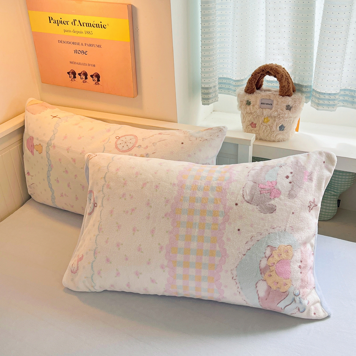 91家纺网 家纺一手货源 找家纺 桃子家居 2025新款A类ins小清新少女奶油卡通可爱加厚牛奶绒四件套 绒-甜甜奶油狗