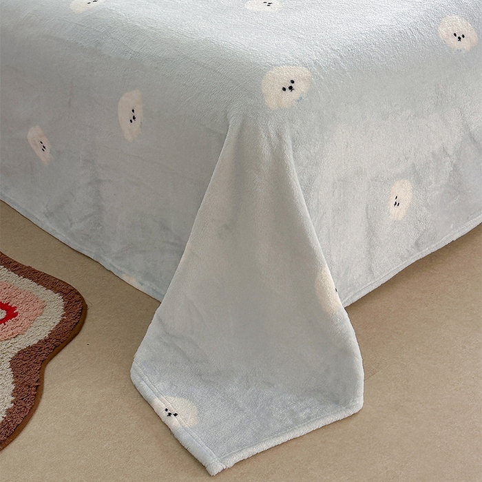 91家纺网 家纺一手货源 找家纺 贝扬思家纺 2025新款四季款双面印花牛奶绒毛毯空调毯 可爱狗头-蓝