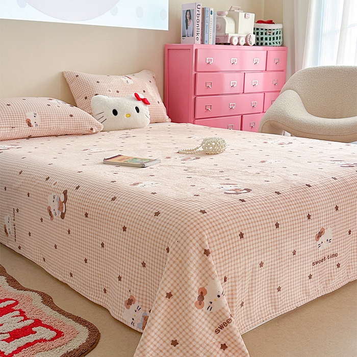 91家纺网 家纺一手货源 找家纺 贝扬思家纺 2025新款四季款双面印花牛奶绒毛毯空调毯 咖星小猫