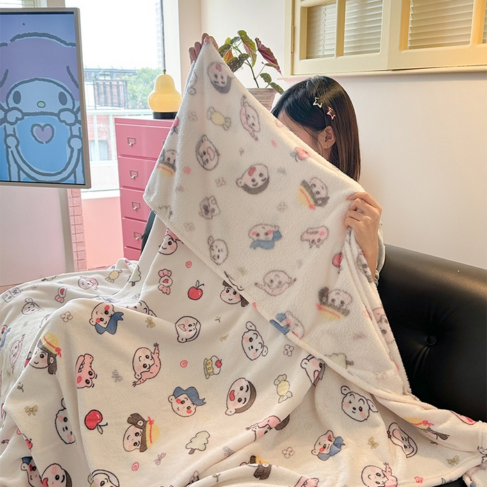 91家纺网 家纺一手货源 找家纺 贝扬思家纺 2025新款四季款双面印花牛奶绒毛毯空调毯 糖果蜡笔