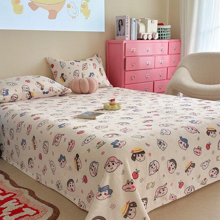 91家纺网 家纺一手货源 找家纺 贝扬思家纺 2025新款四季款双面印花牛奶绒毛毯空调毯 糖果蜡笔