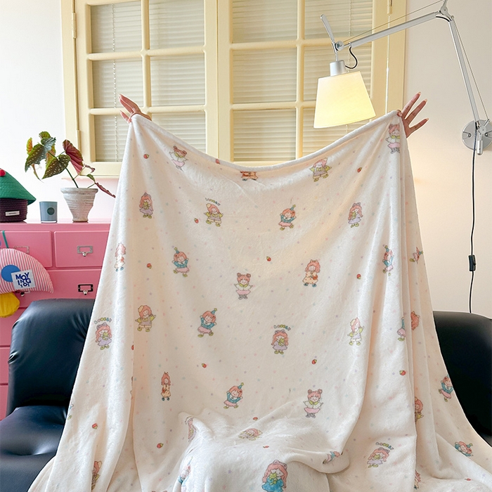 91家纺网 家纺一手货源 找家纺 贝扬思家纺 2025新款四季款双面印花牛奶绒毛毯空调毯 萌萌女孩