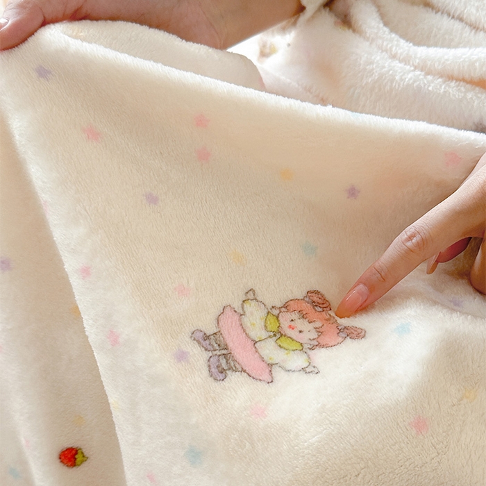 91家纺网 家纺一手货源 找家纺 贝扬思家纺 2025新款四季款双面印花牛奶绒毛毯空调毯 萌萌女孩