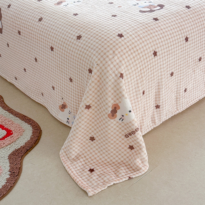 91家纺网 家纺一手货源 找家纺 贝扬思家纺 2025新款四季款双面印花牛奶绒毛毯空调毯 咖星小猫