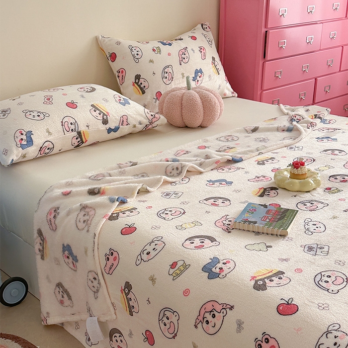 91家纺网 家纺一手货源 找家纺 贝扬思家纺 2025新款四季款双面印花牛奶绒毛毯空调毯 糖果蜡笔