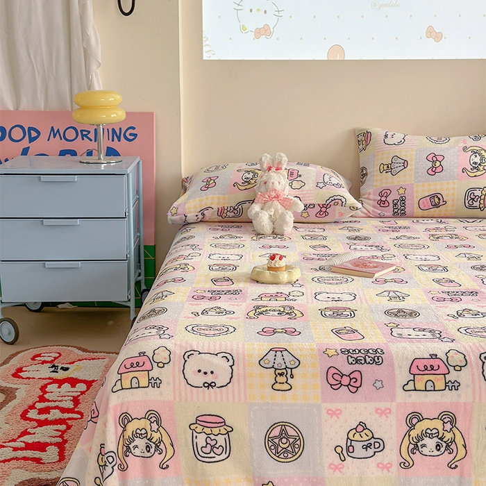 91家纺网 家纺一手货源 找家纺 贝扬思家纺 2025新款四季款双面印花牛奶绒毛毯空调毯 少女战士