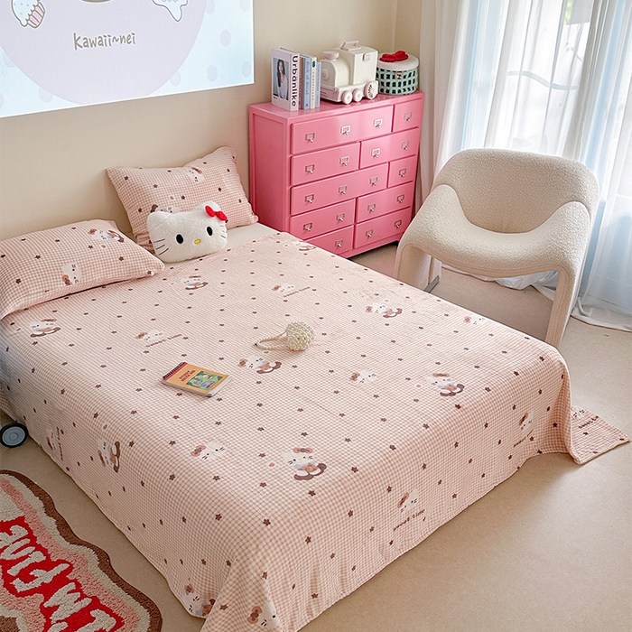 91家纺网 家纺一手货源 找家纺 贝扬思家纺 2025新款四季款双面印花牛奶绒毛毯空调毯 咖星小猫