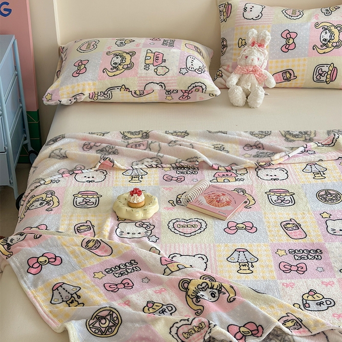 91家纺网 家纺一手货源 找家纺 贝扬思家纺 2025新款四季款双面印花牛奶绒毛毯空调毯 少女战士