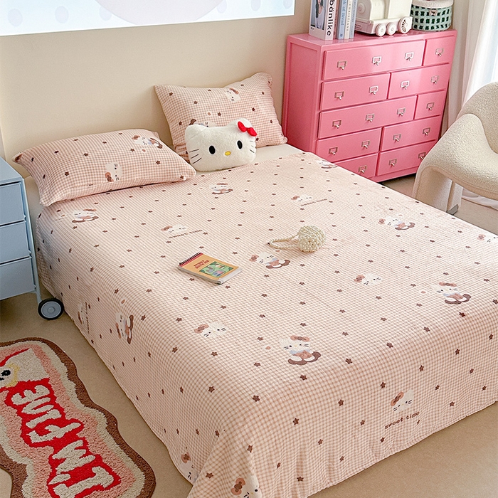 91家纺网 家纺一手货源 找家纺 贝扬思家纺 2025新款四季款双面印花牛奶绒毛毯空调毯 咖星小猫