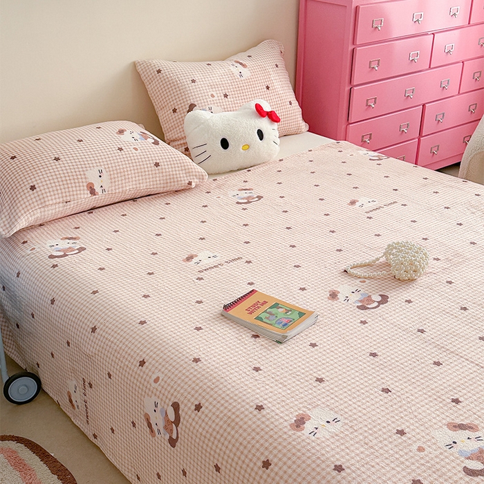 91家纺网 家纺一手货源 找家纺 贝扬思家纺 2025新款四季款双面印花牛奶绒毛毯空调毯 咖星小猫