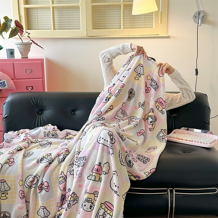 91家纺网 家纺一手货源 找家纺 贝扬思家纺 2025新款四季款双面印花牛奶绒毛毯空调毯 少女战士