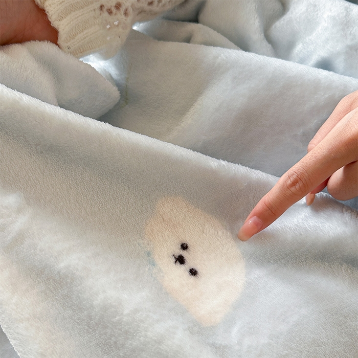 91家纺网 家纺一手货源 找家纺 贝扬思家纺 2025新款四季款双面印花牛奶绒毛毯空调毯 可爱狗头-蓝