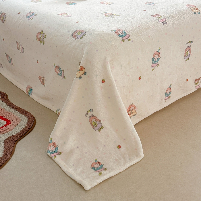 91家纺网 家纺一手货源 找家纺 贝扬思家纺 2025新款四季款双面印花牛奶绒毛毯空调毯 萌萌女孩