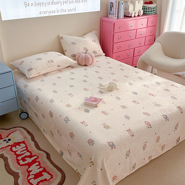 91家纺网 家纺一手货源 找家纺 贝扬思家纺 2025新款四季款双面印花牛奶绒毛毯空调毯 萌萌女孩