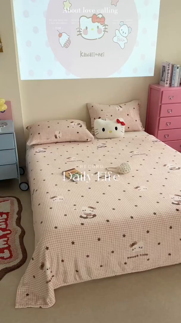 91家纺网 家纺一手货源 找家纺 贝扬思家纺 2025新款四季款双面印花牛奶绒毛毯空调毯 咖星小猫