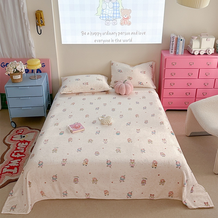 91家纺网 家纺一手货源 找家纺 贝扬思家纺 2025新款四季款双面印花牛奶绒毛毯空调毯 萌萌女孩