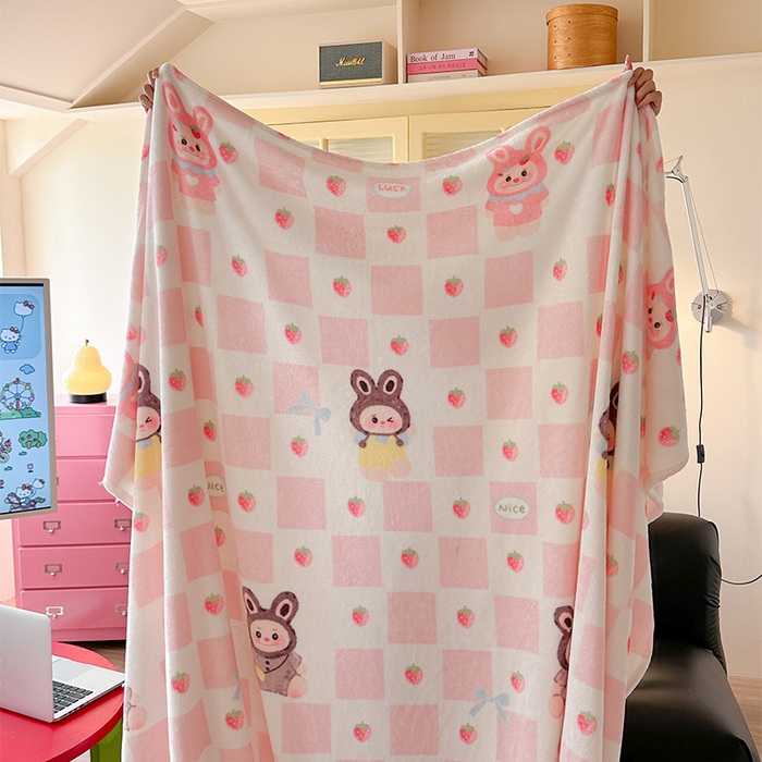 贝扬思家纺 2025新款四季款双面印花牛奶绒毛毯空调毯 奶糖拉布布